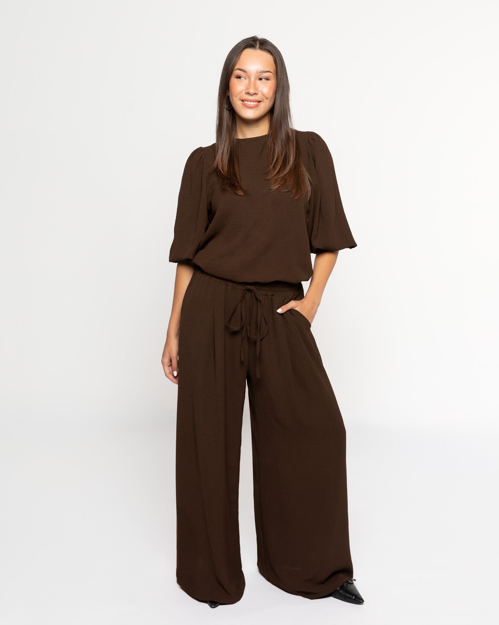 Julie | Brown wide-leg trousers