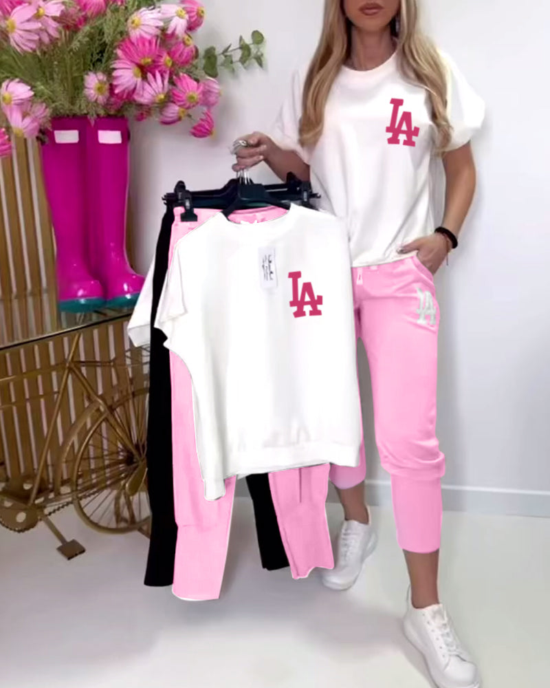 Léa | Zestaw — T-shirt i Spodnie Casual