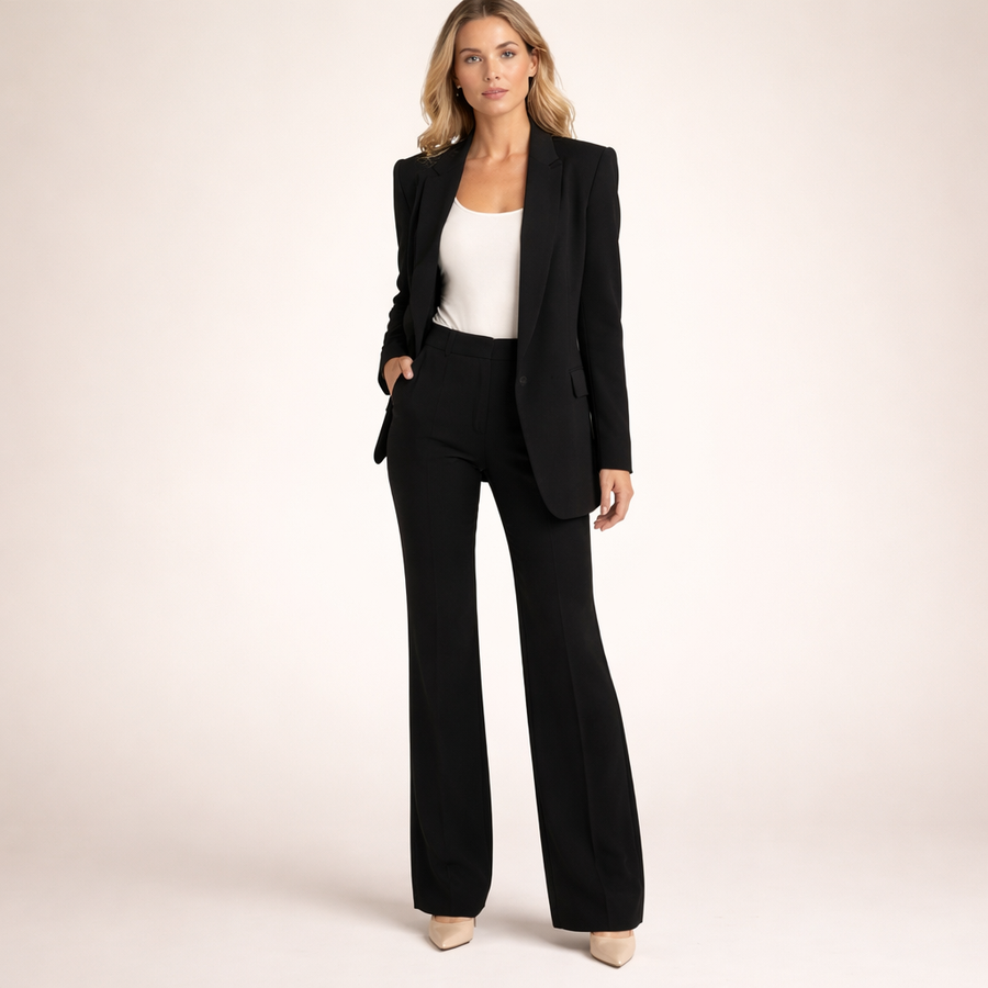 Vanessa | Elegancki zestaw garniturowy z rozszerzanymi spodniami