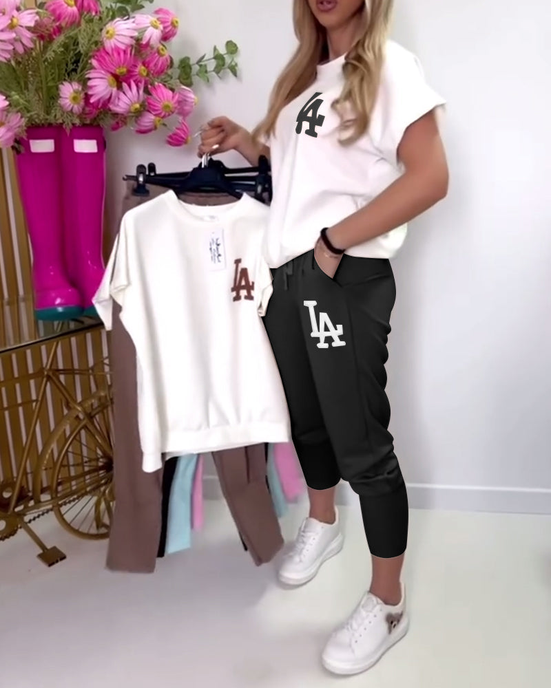 Léa | Zestaw — T-shirt i Spodnie Casual