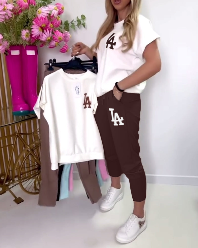 Léa | Zestaw — T-shirt i Spodnie Casual