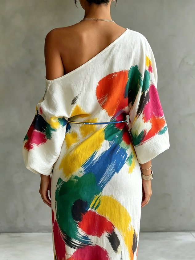 Danella | Elegancka Sukienka z Abstrakcyjnym Wzorem