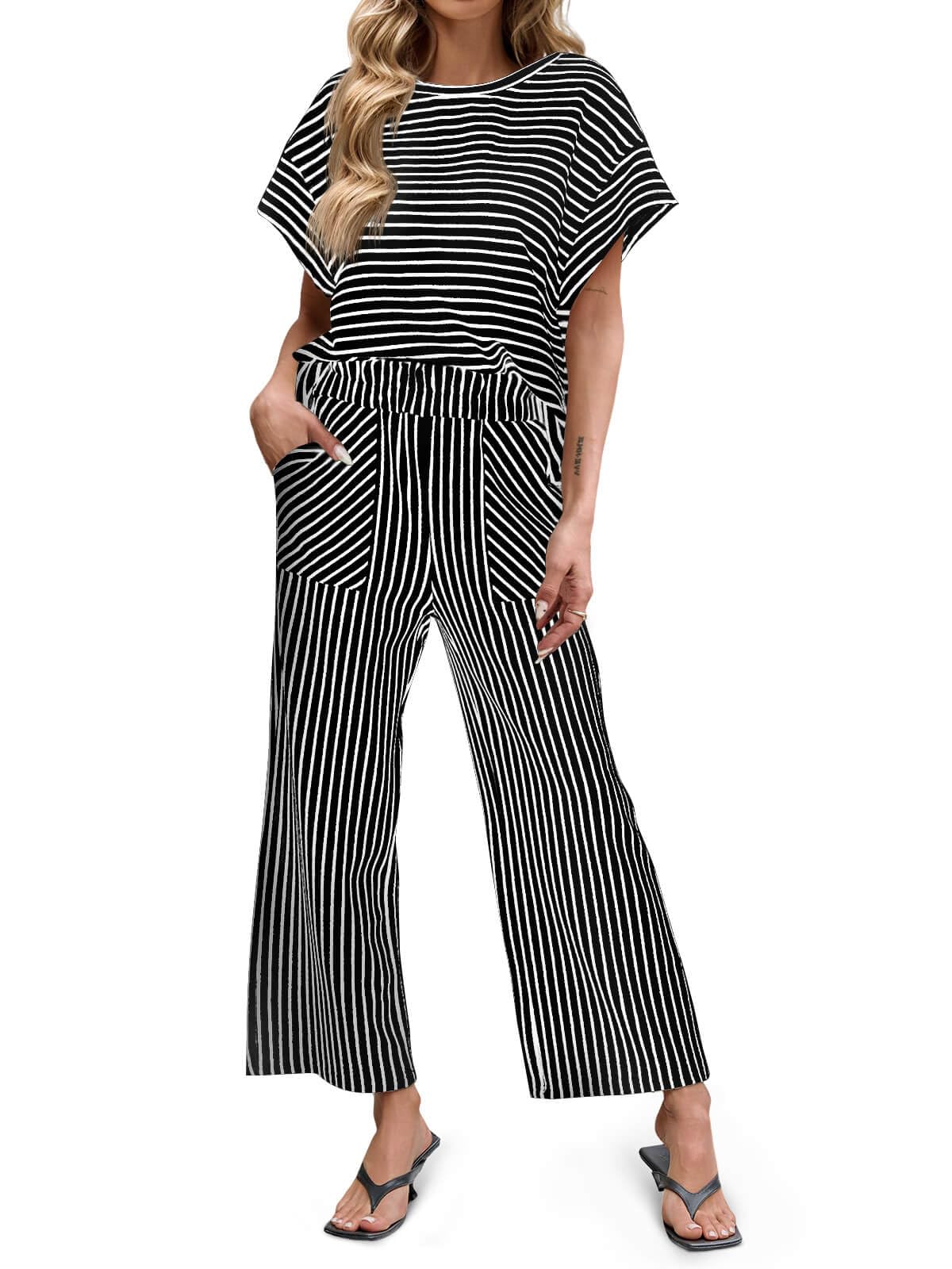Bea | Striped T-Shirt and Pants Set