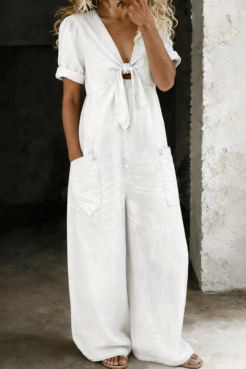 Maja | Denim Jumpsuit with V-Neck