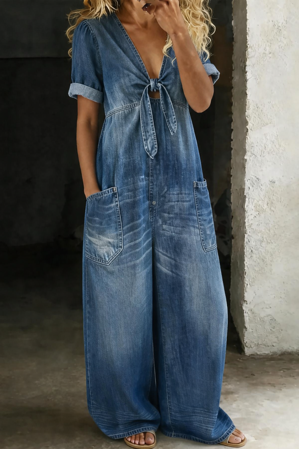Maja | Denim Jumpsuit with V-Neck