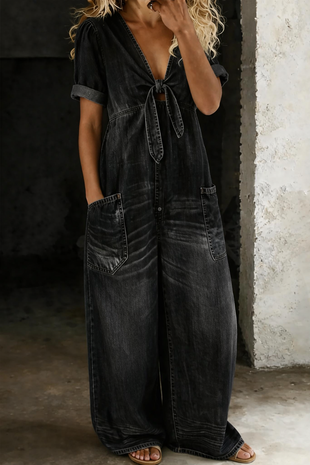 Maja | Denim Jumpsuit with V-Neck