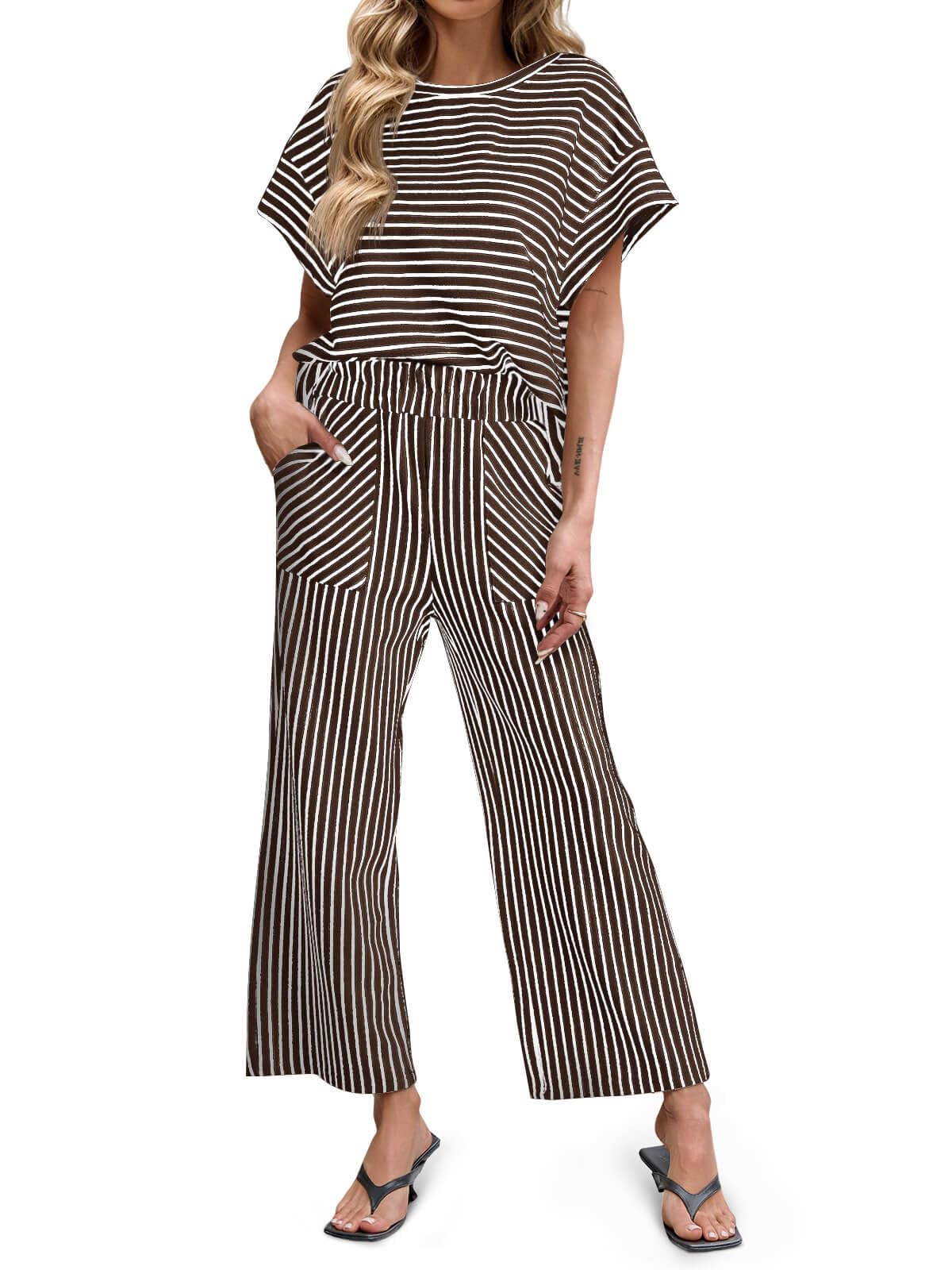 Bea | Striped T-Shirt and Pants Set