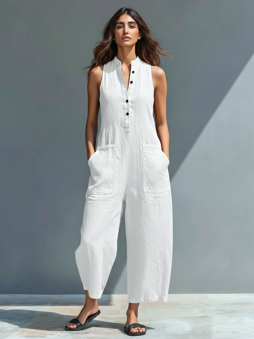 Lea | Minimalist Sleeveless Jumpsuit with Collar