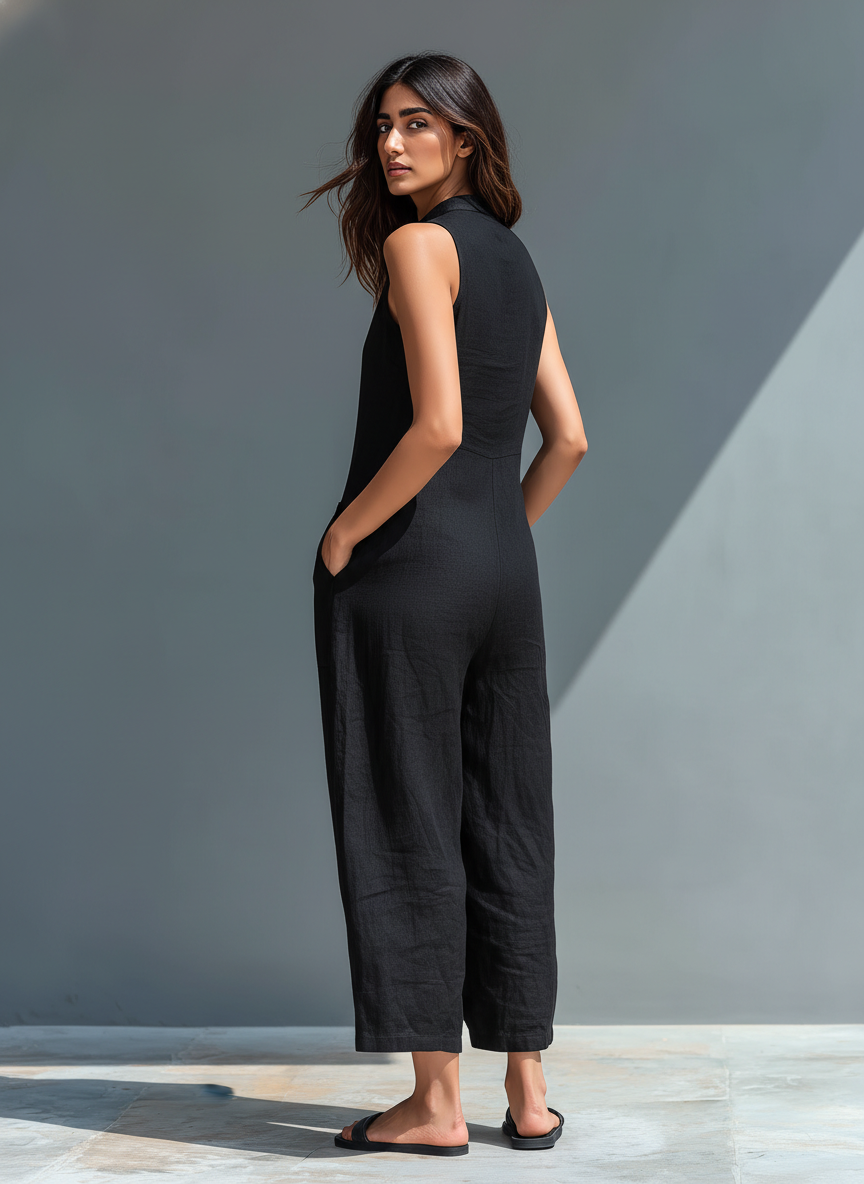 Lea | Minimalist Sleeveless Jumpsuit with Collar