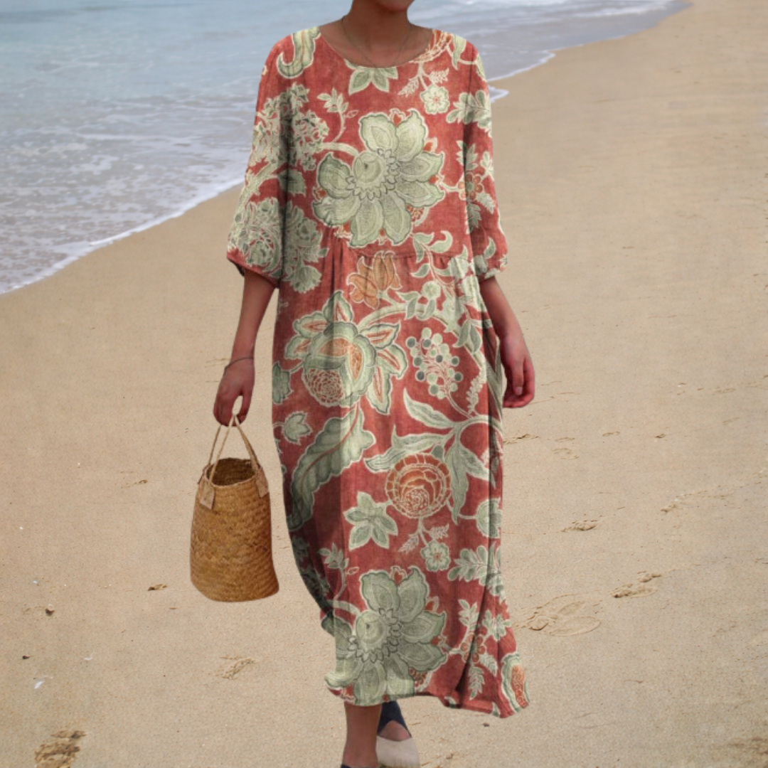 Long, flowing, elegant, and comfortable dress