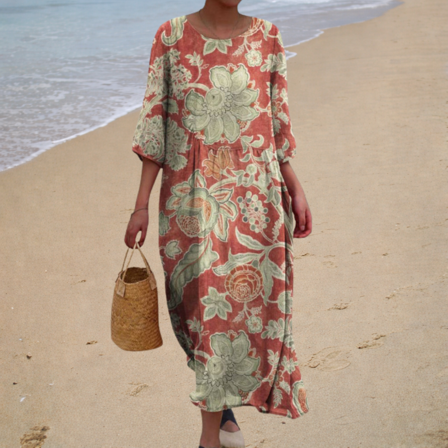 Long, flowing, elegant, and comfortable dress
