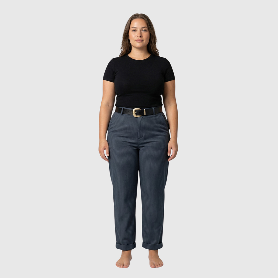 Elvirah | High-waisted, straight-leg casual suit trousers