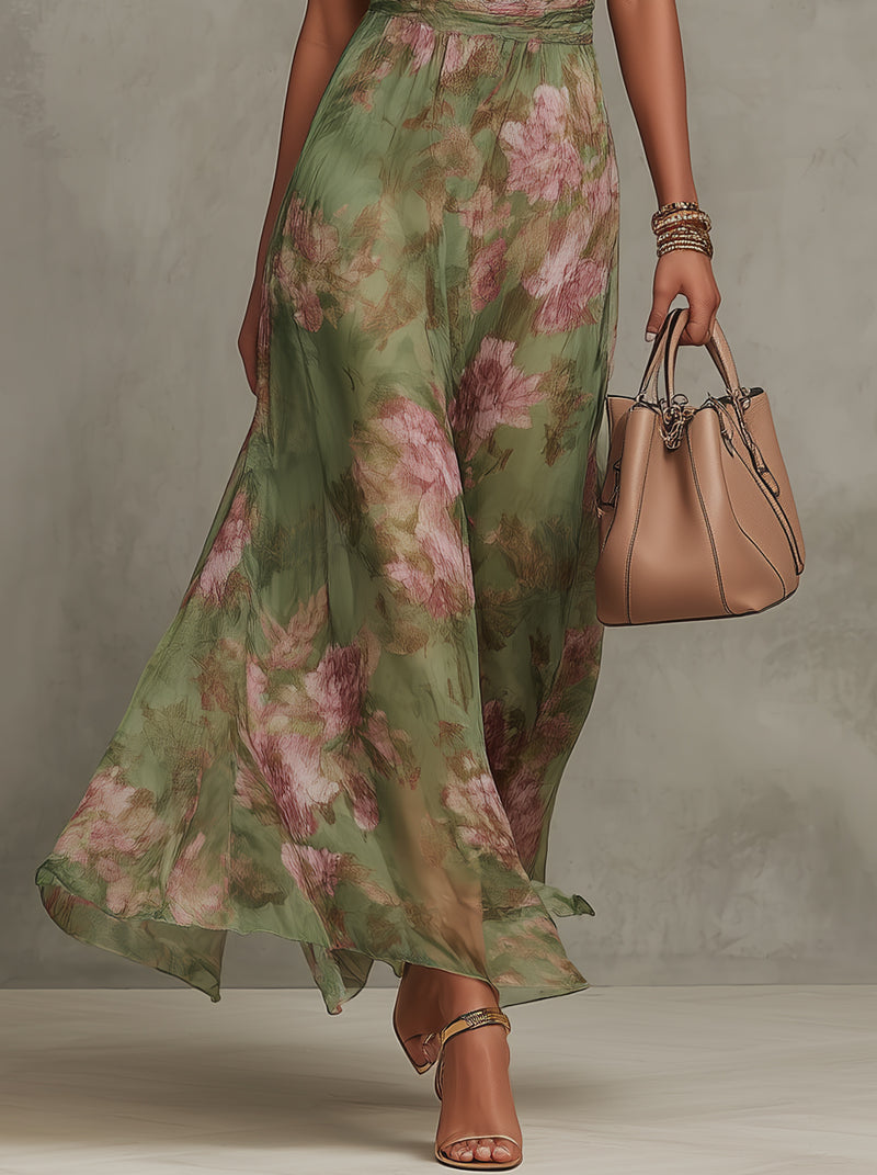 Livia | Elegant Floral Halter Neck Maxi Dress