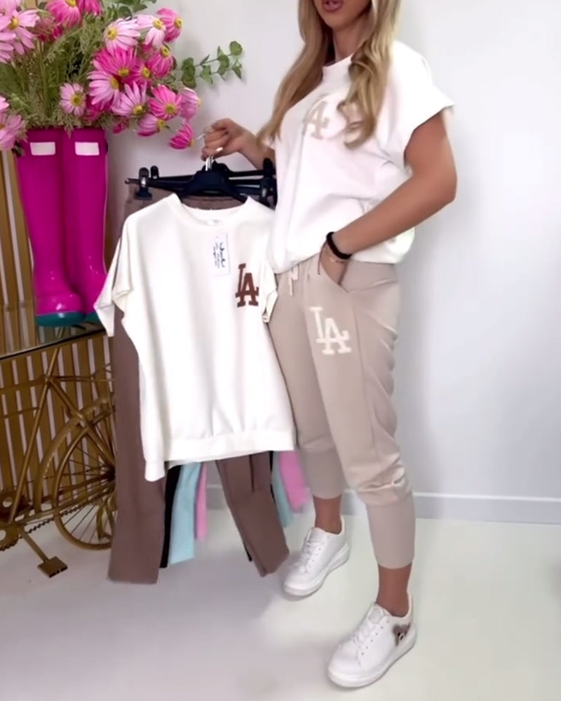 Léa | Zestaw — T-shirt i Spodnie Casual