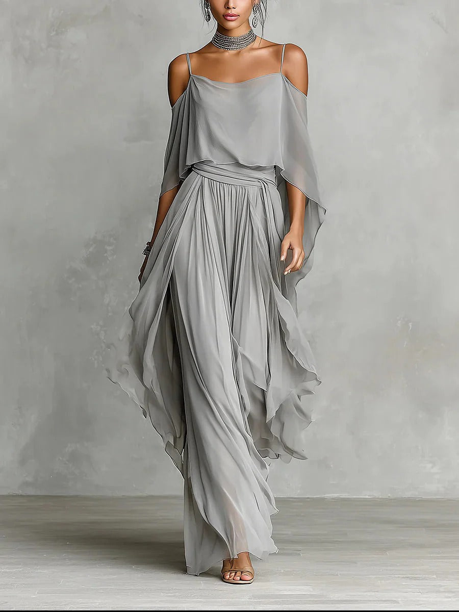 Isabela | Elegant Grey Camisole and Trousers Set