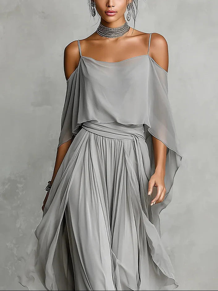Isabela | Elegant Grey Camisole and Trousers Set