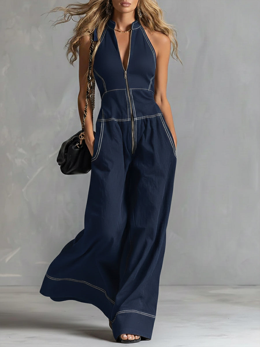 Alessia | Elegancki, Casualowy Kombinezon z Zamkiem