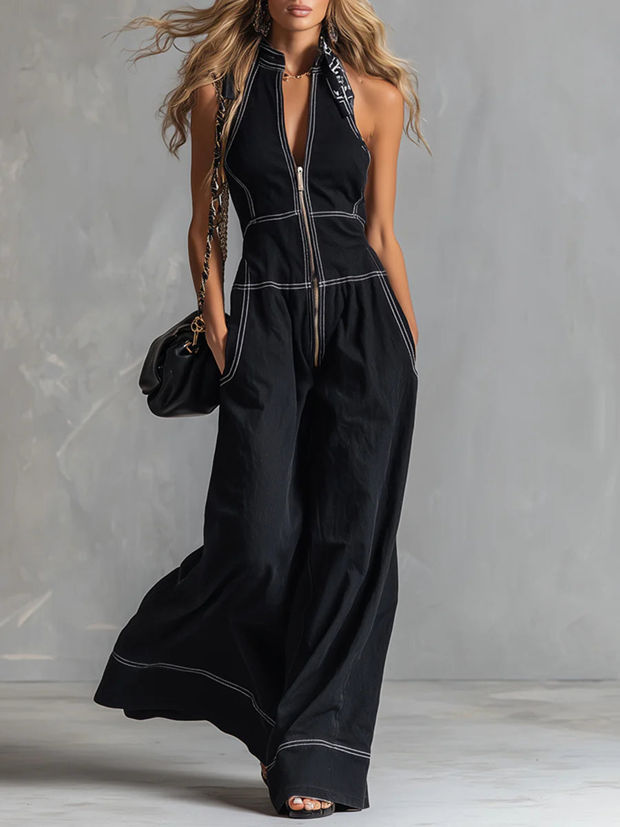 Alessia | Elegancki, Casualowy Kombinezon z Zamkiem