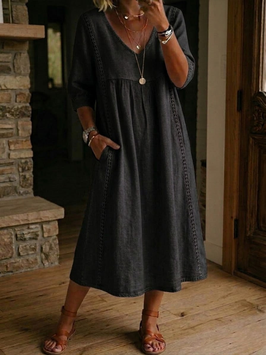 Aurelia | Loose Lace Midi Dress