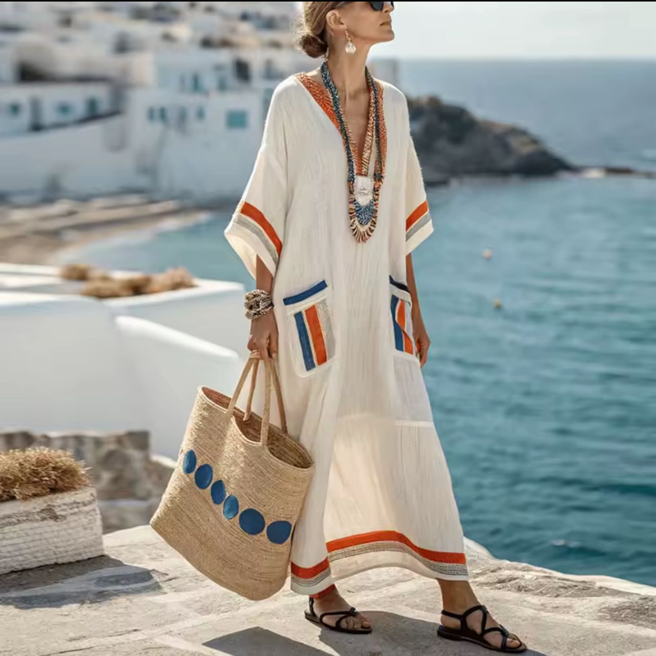 Elegancka Mary - Długa sukienka plażowa dla modnego letniego wyglądu