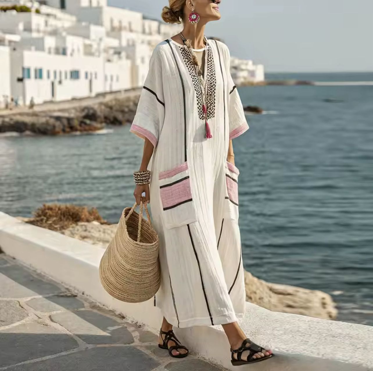 Elegancka Mary - Długa sukienka plażowa dla modnego letniego wyglądu