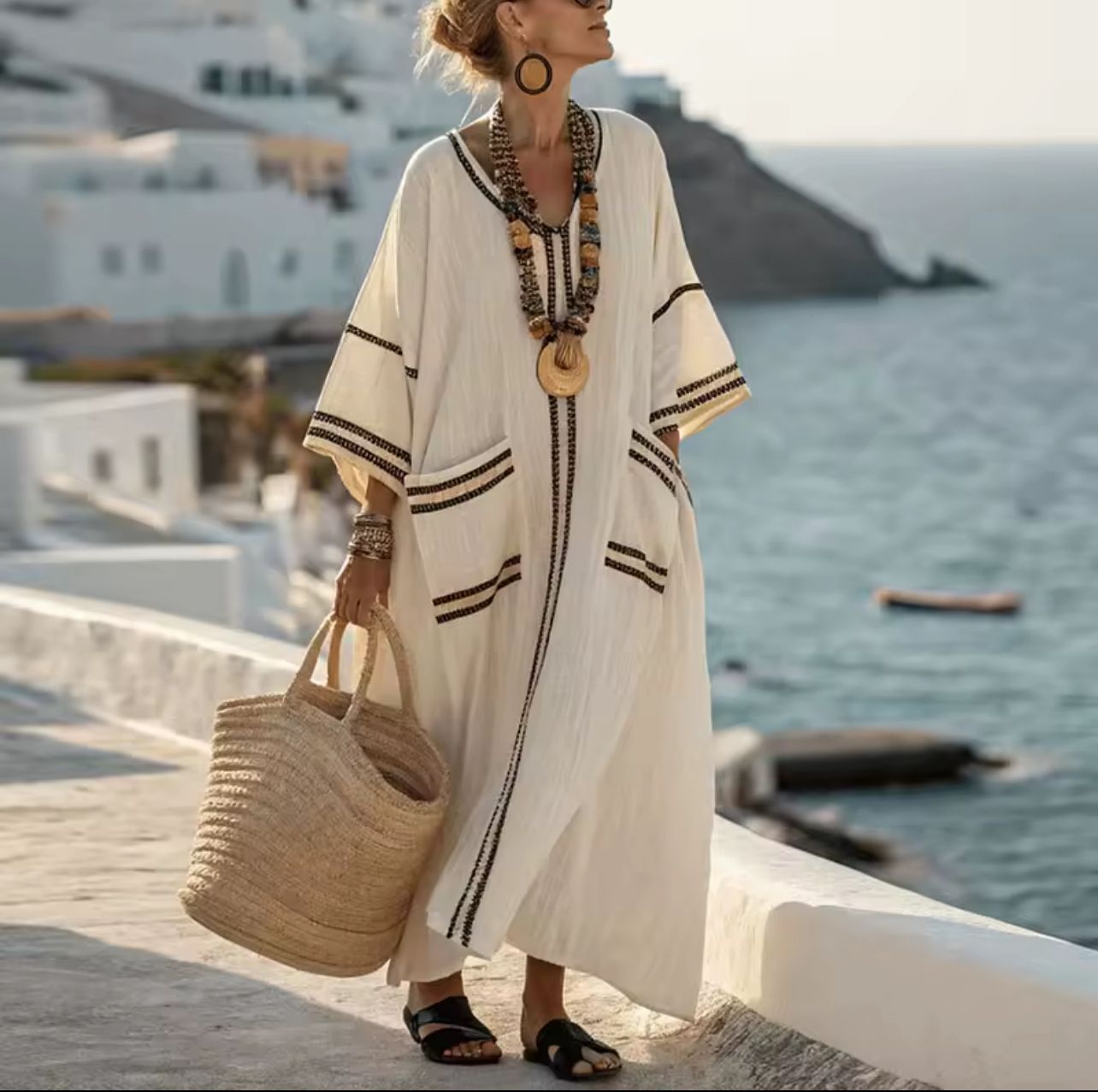 Elegancka Mary - Długa sukienka plażowa dla modnego letniego wyglądu